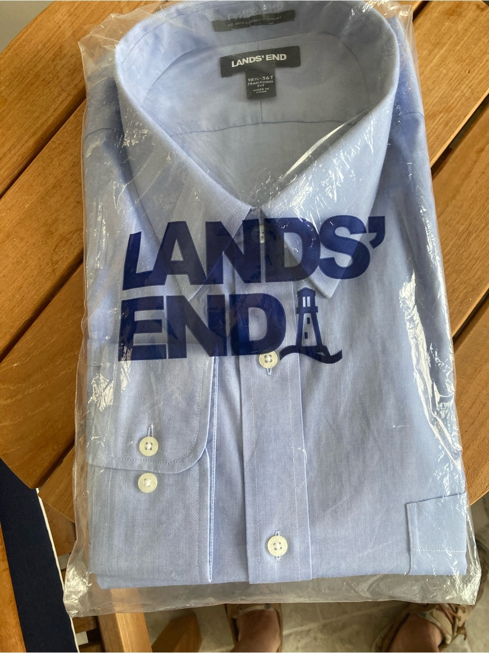 Lands' End Men's Pale Blue  Dress Shirt 18 1/2- 36